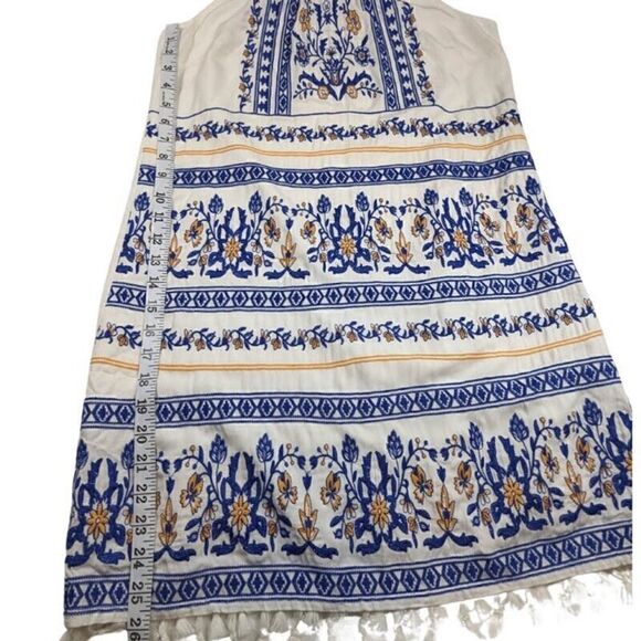 Skies Are Blue Dress Womens Small Floral Boho Embroidered Fringe Halter Summer - Picture 9 of 14